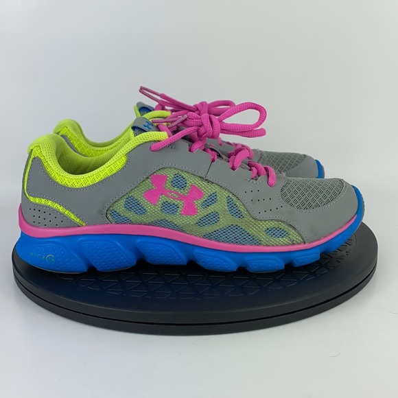Under Armour Gray/Blue/Pink Athletic Running Shoes 1242015-035 Youth Size 6Y - Picture 4 of 12